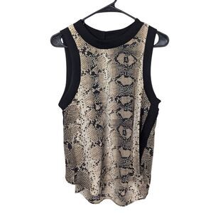 Elizabeth and James Womens Tank Top‎ XS Silk Snakeskin Print Sleeveless Beige